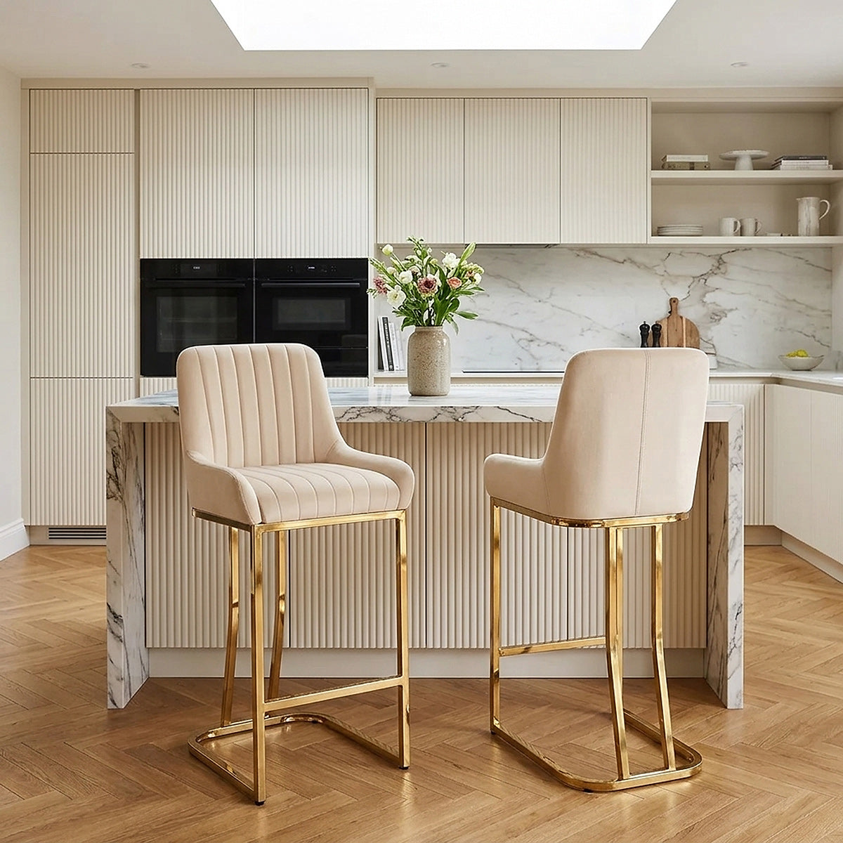 Paget Bar Stool Champagne Velvet