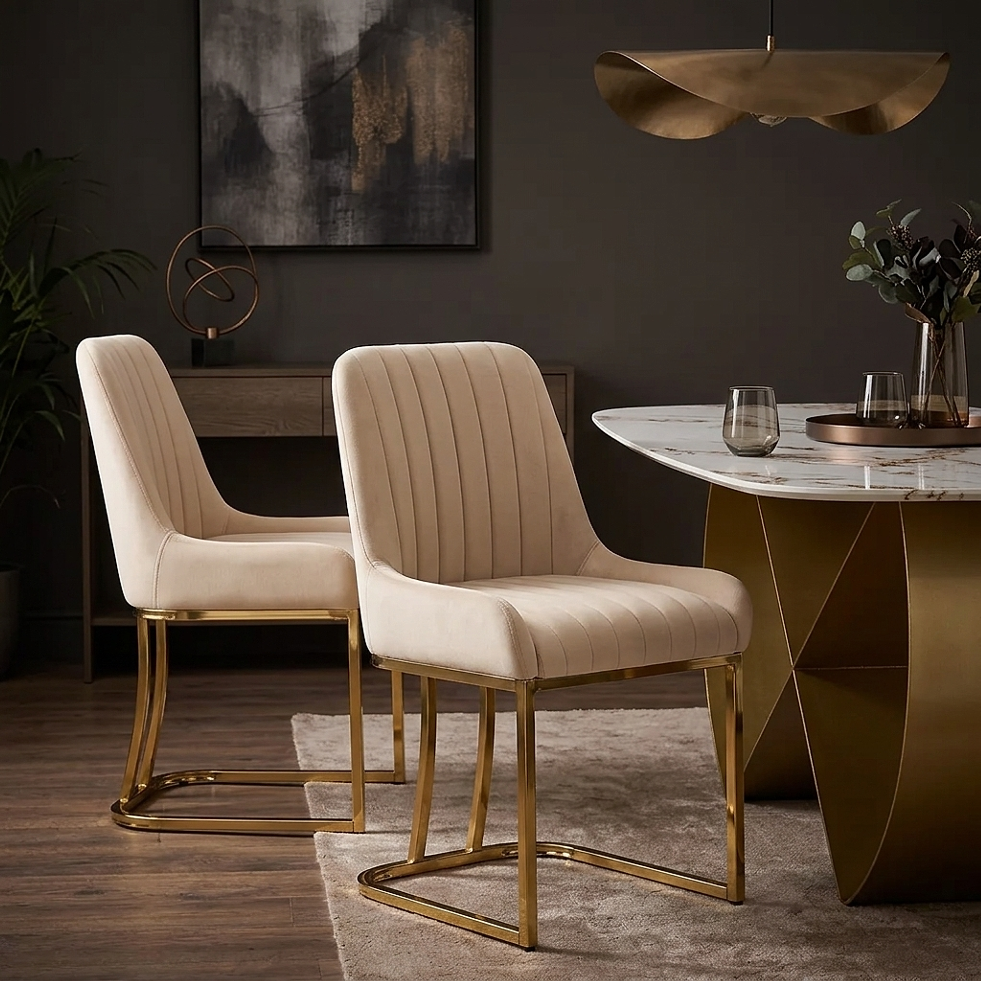 Paget Chair Champagne Velvet