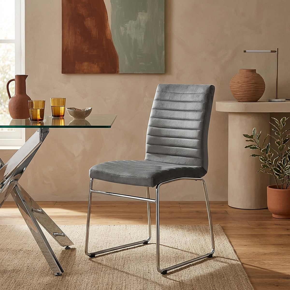 Panache Dining Chair Grey Velvet