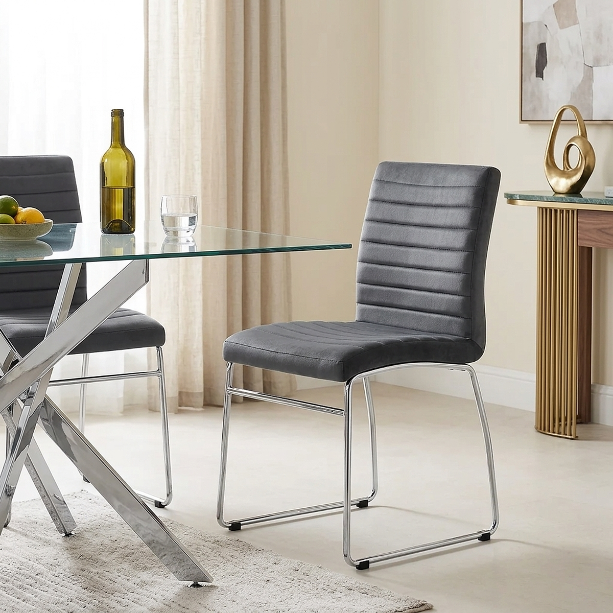 Panache Dining Chair Grey Velvet
