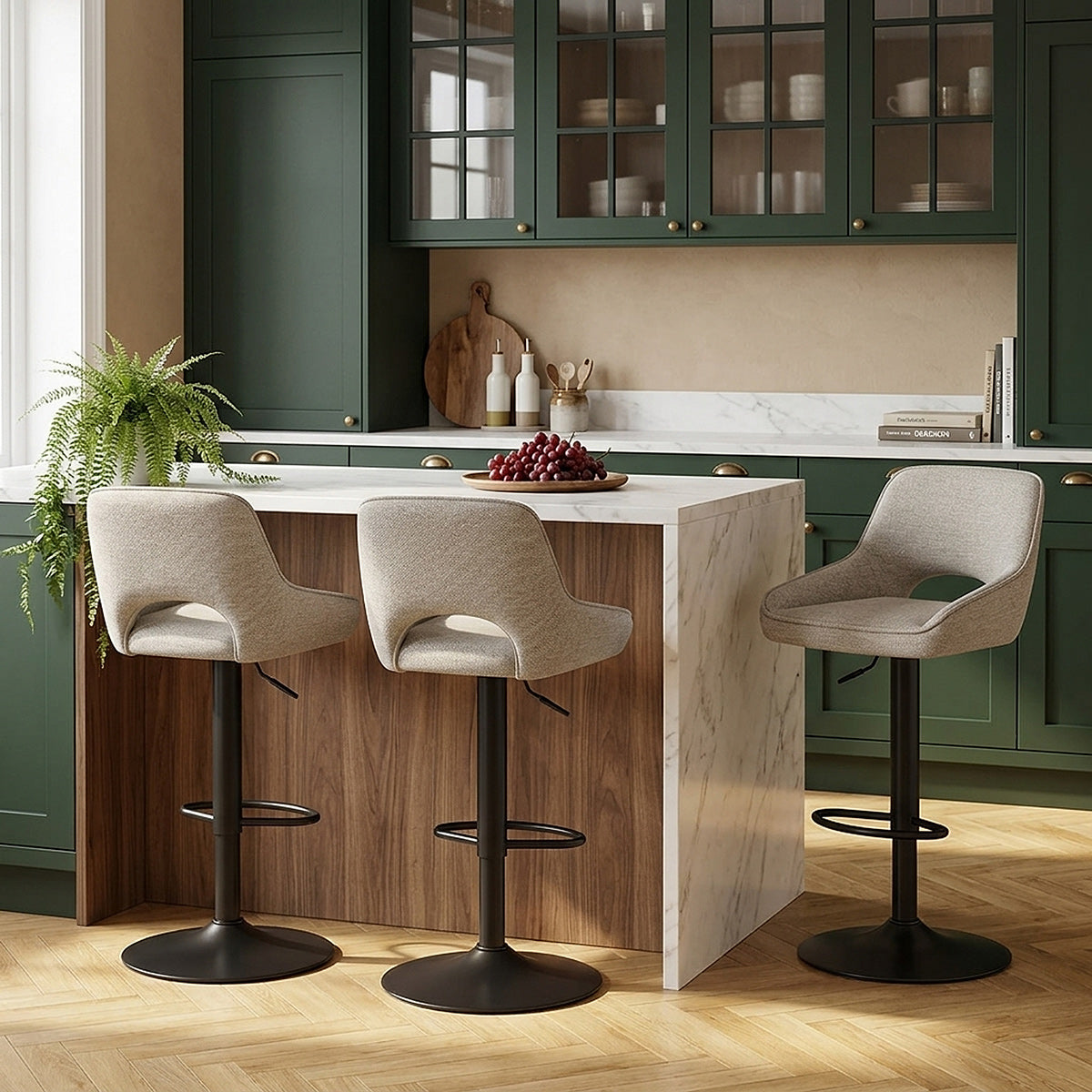 Paris Bar Stool Beige Fabric