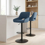 Paris Bar Stool Blue Fabric