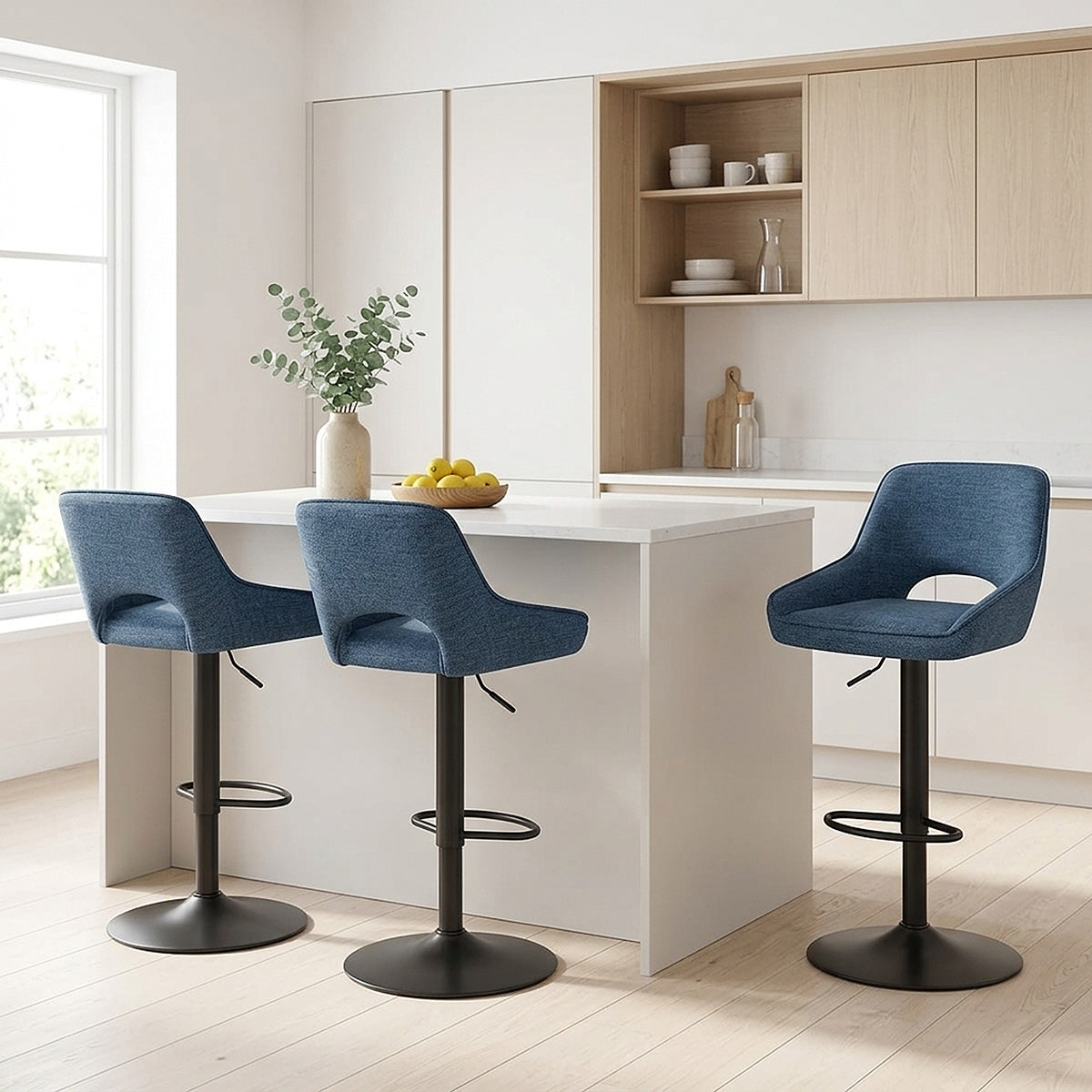 Paris Bar Stool Blue Fabric