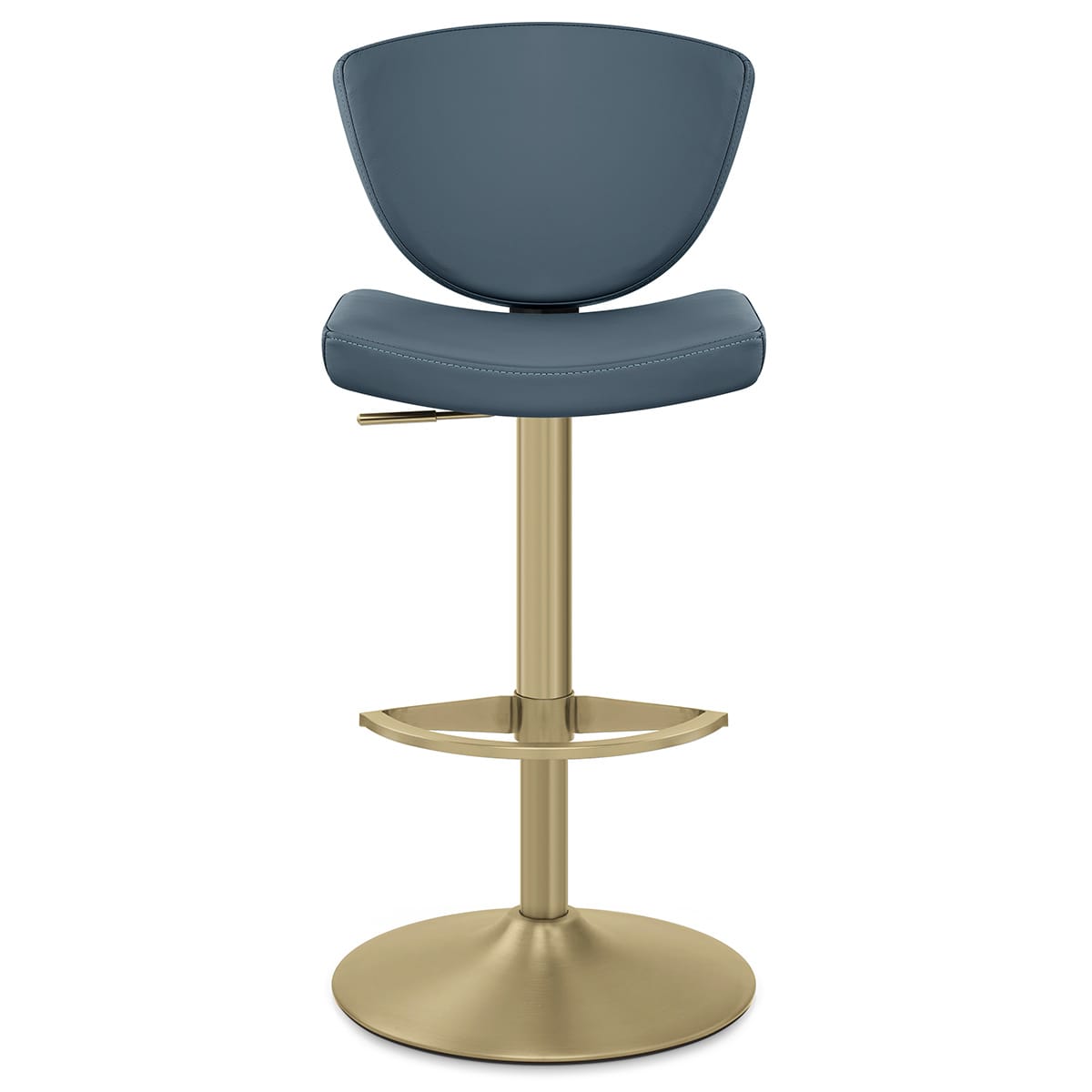 Pearl Real Leather Gold Stool Blue