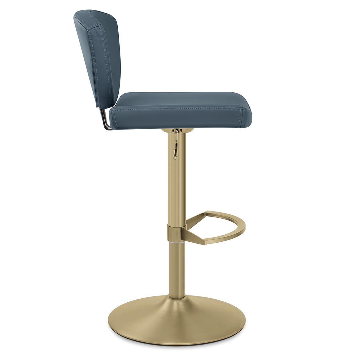 Pearl Real Leather Gold Stool Blue