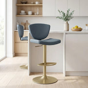 Pearl Real Leather Gold Stool Blue