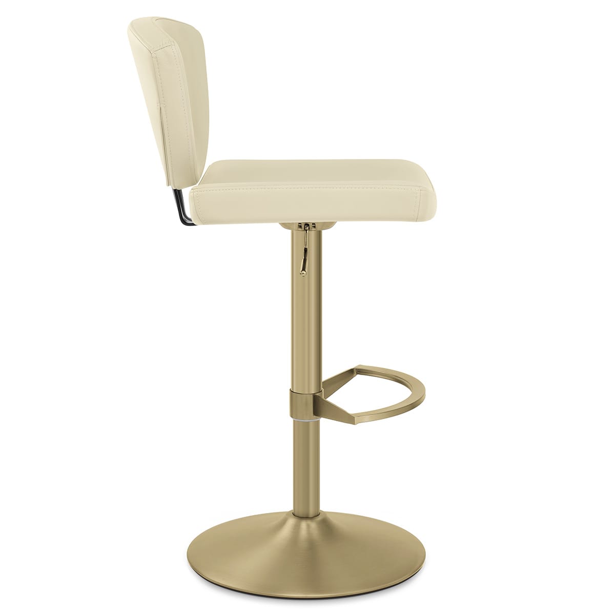 Pearl Real Leather Gold Stool Cream