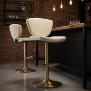 Pearl Real Leather Gold Stool Cream