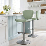 Pearl Real Leather Stool Green