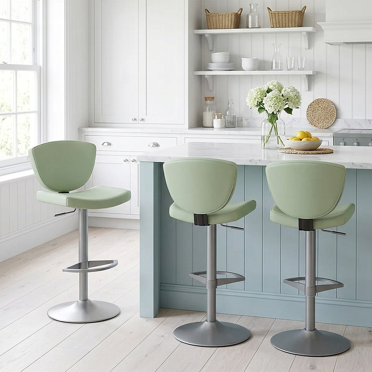 Pearl Real Leather Stool Green
