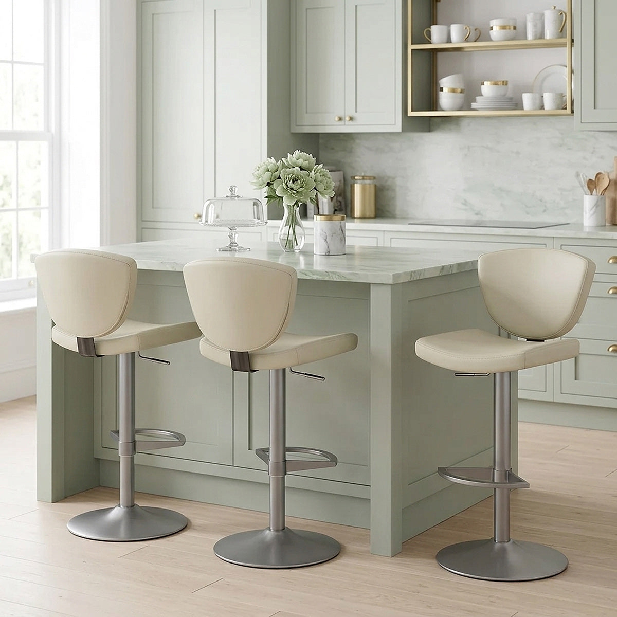 Pearl Real Leather Stool Taupe
