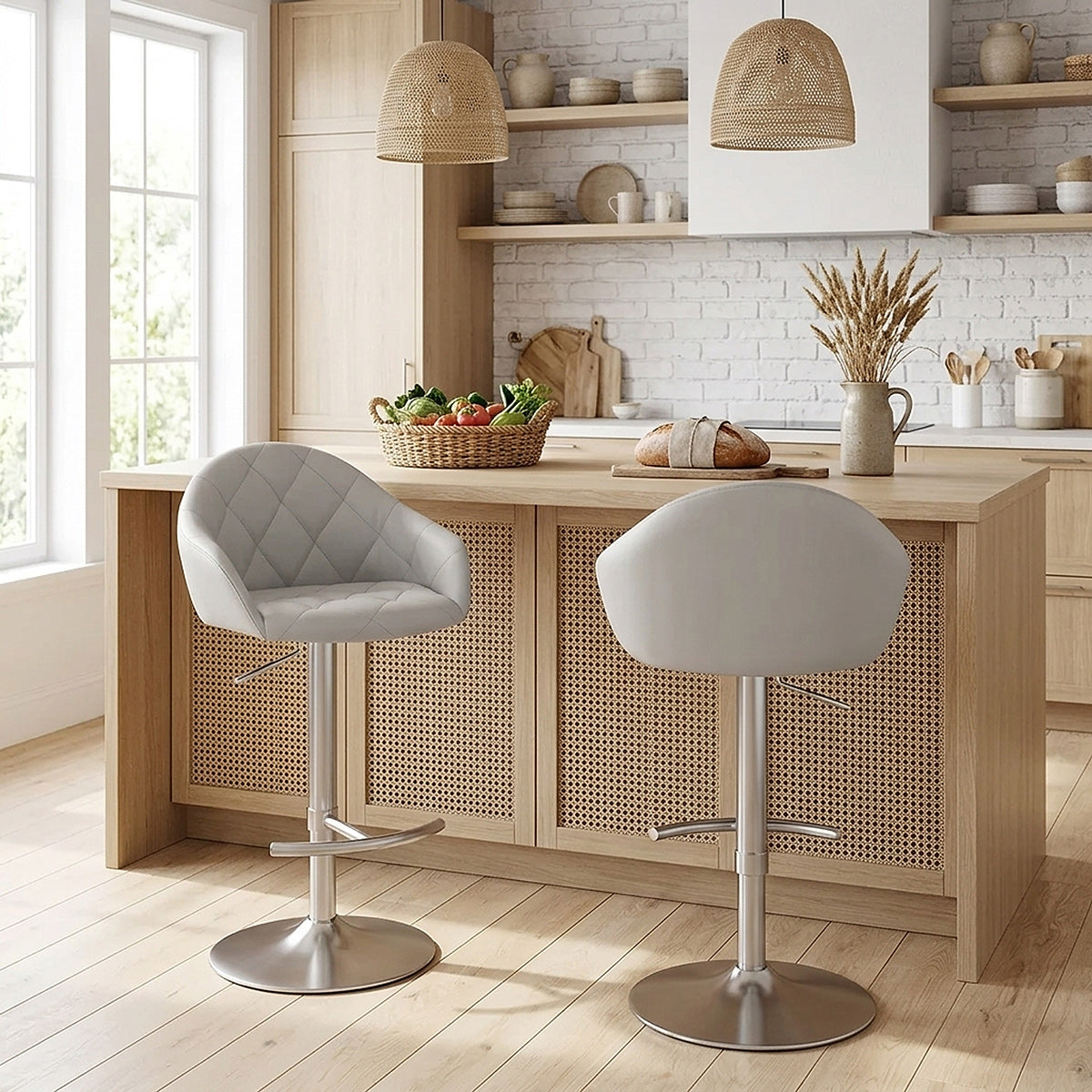 Perry Brushed Steel Stool Grey