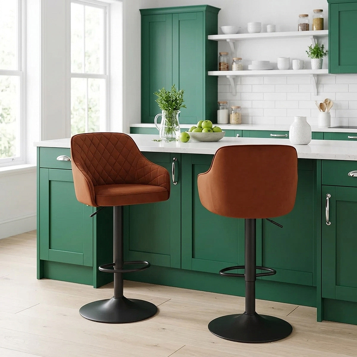 Perth Bar Stool Rust Velvet