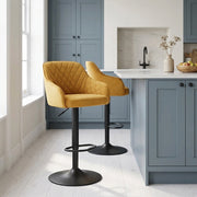 Perth Bar Stool Yellow Velvet