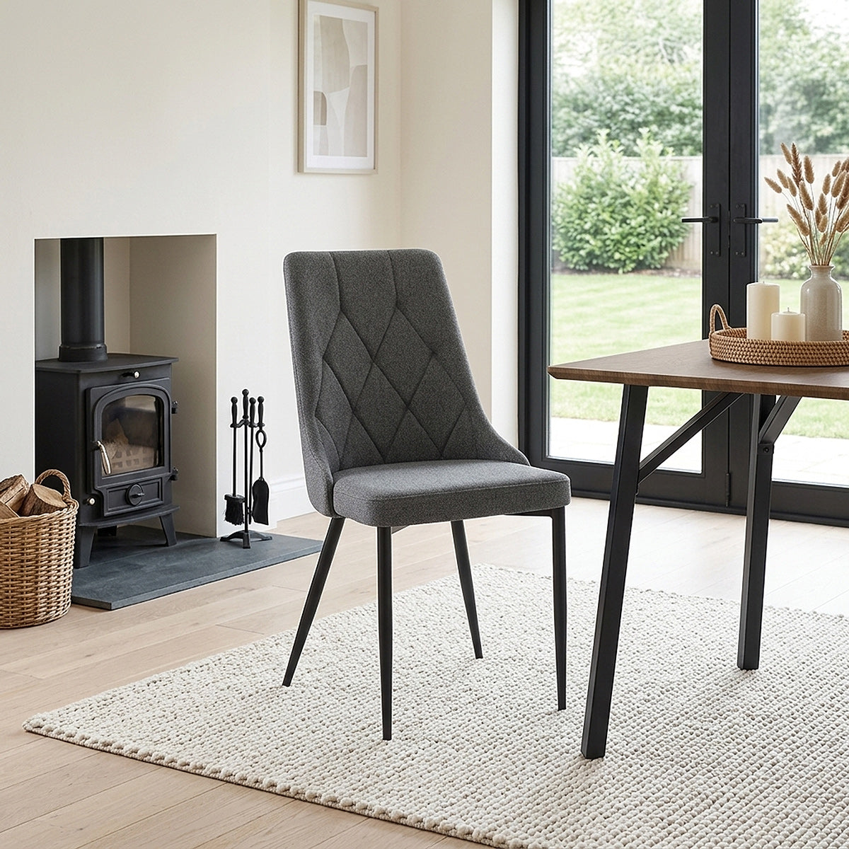 Phoebe Dining Chair Charcoal Fabric