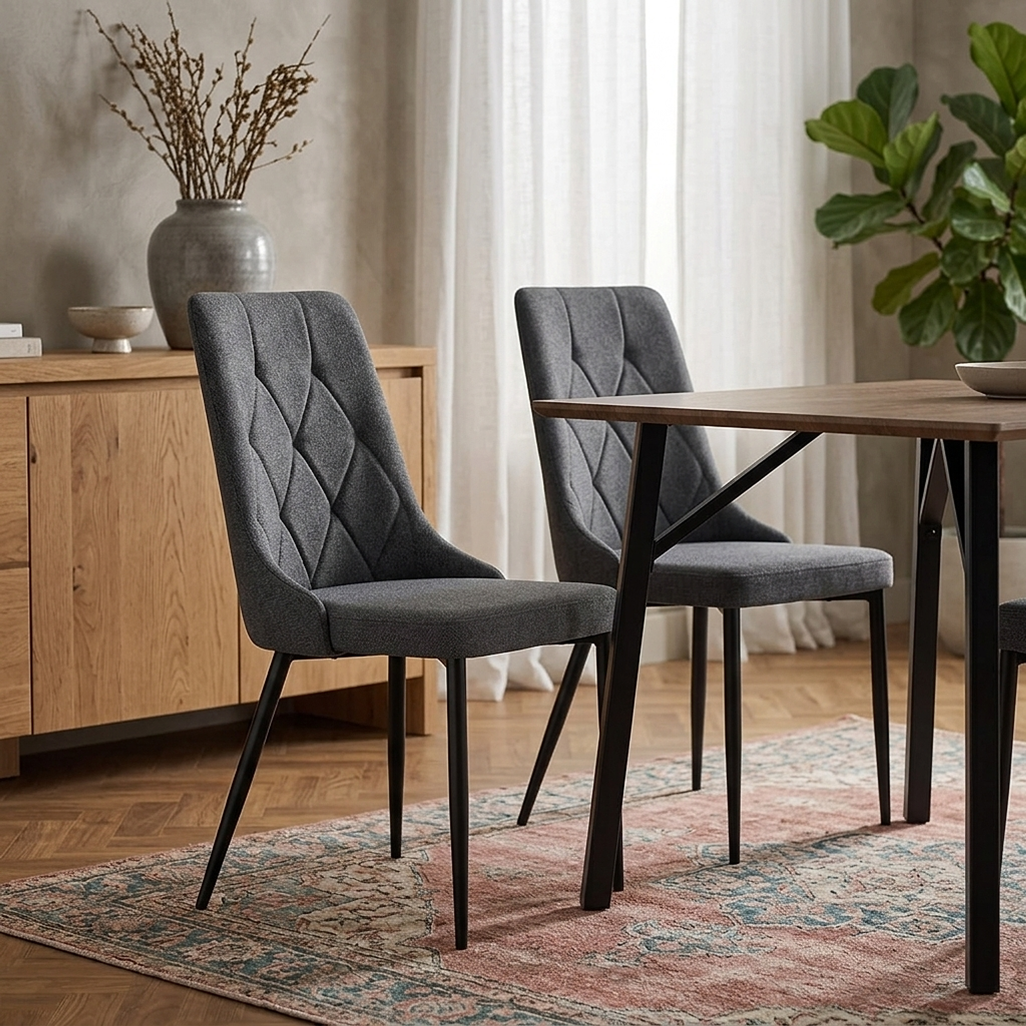Phoebe Dining Chair Charcoal Fabric