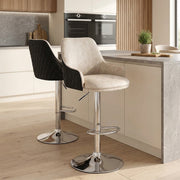 Plaza Stool Black Fabric & Cream Leather