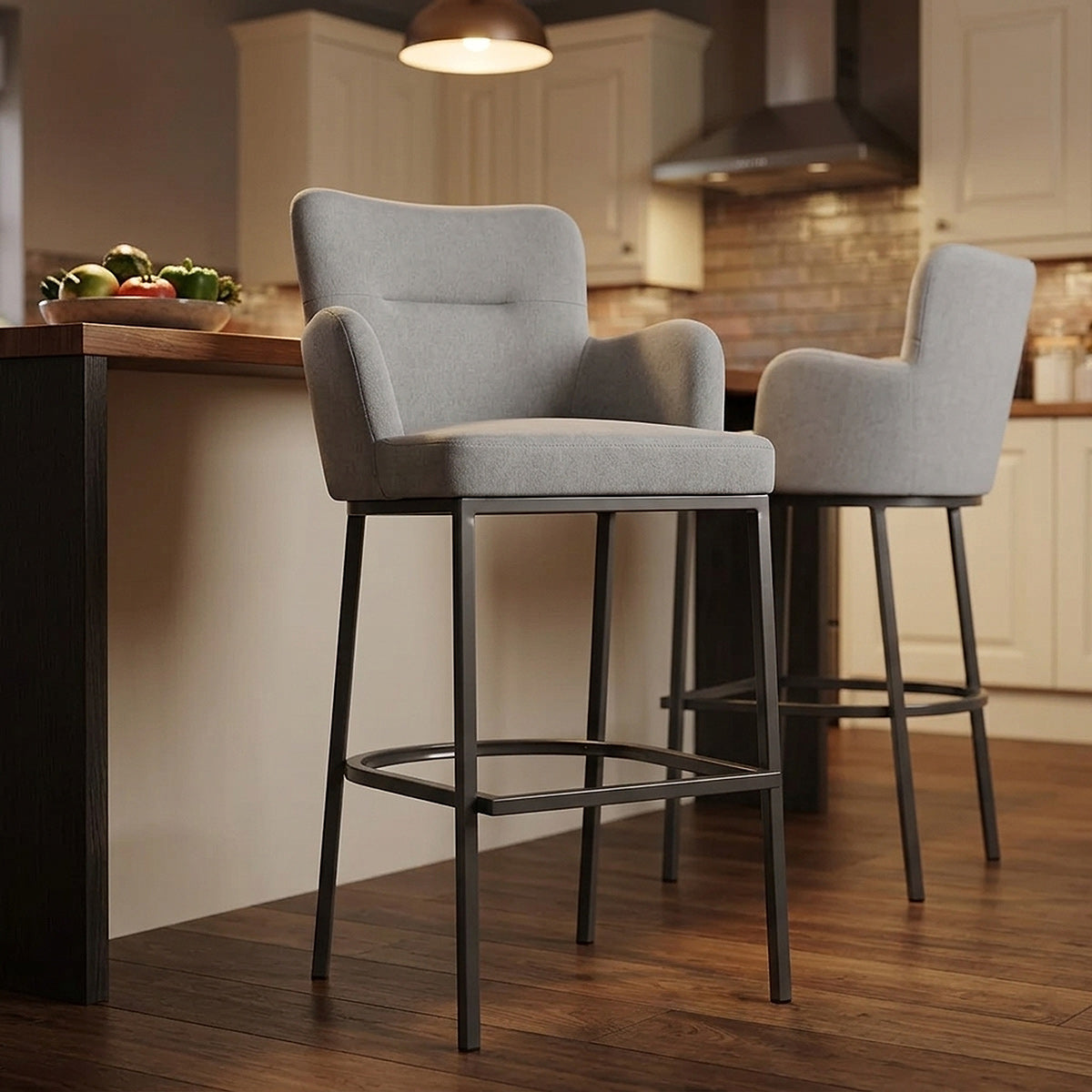 Porter Bar Stool Grey Fabric