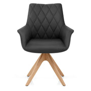 Portobello Oak Chair Black Real Leather