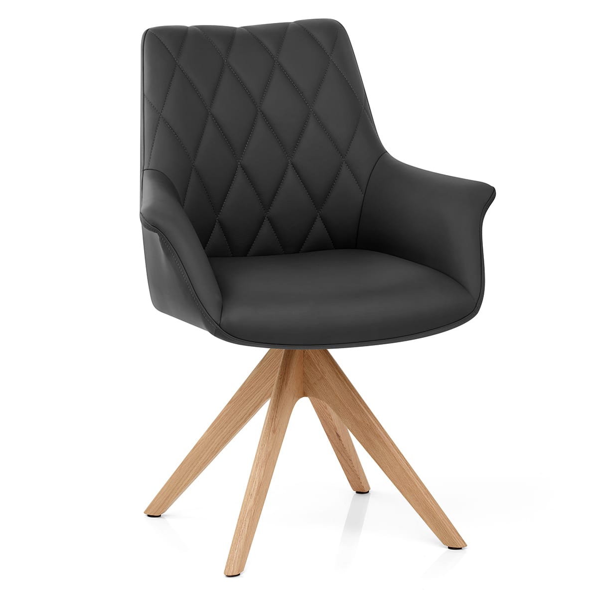 Portobello Oak Chair Black Real Leather