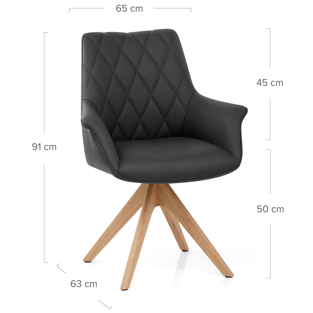 Portobello Oak Chair Black Real Leather