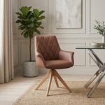 Portobello Oak Chair Brown Real Leather