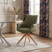 Portobello Oak Chair Green Real Leather