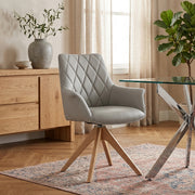 Portobello Oak Chair Grey Real Leather