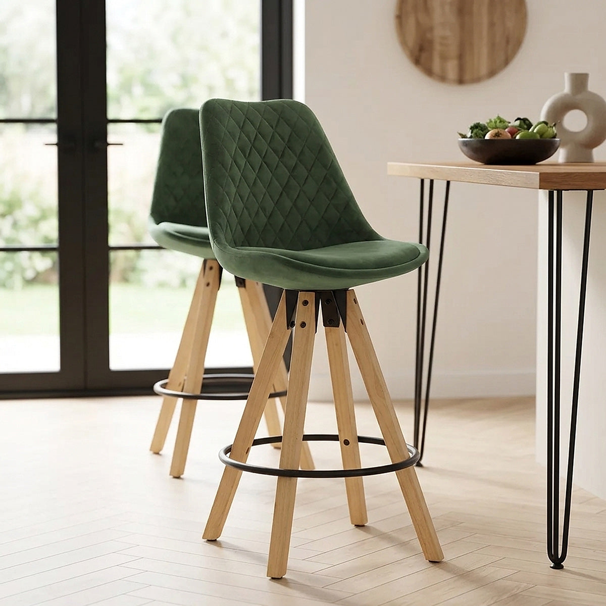 Prism Bar Stool Green Velvet