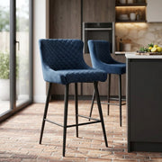 Provence Bar Stool Blue Velvet