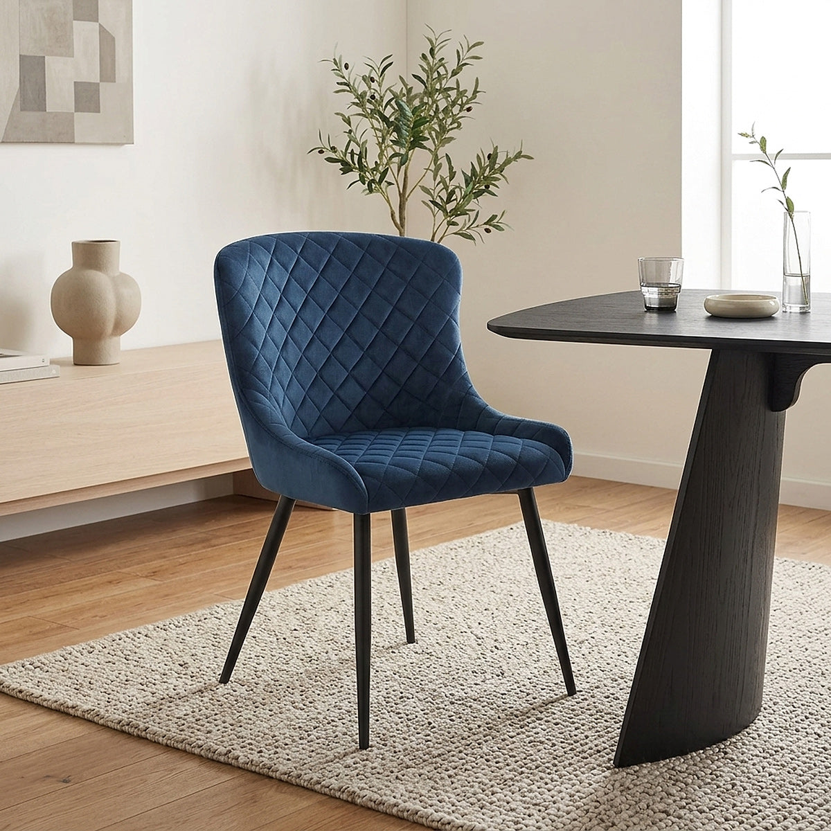 Provence Dining Chair Blue Velvet