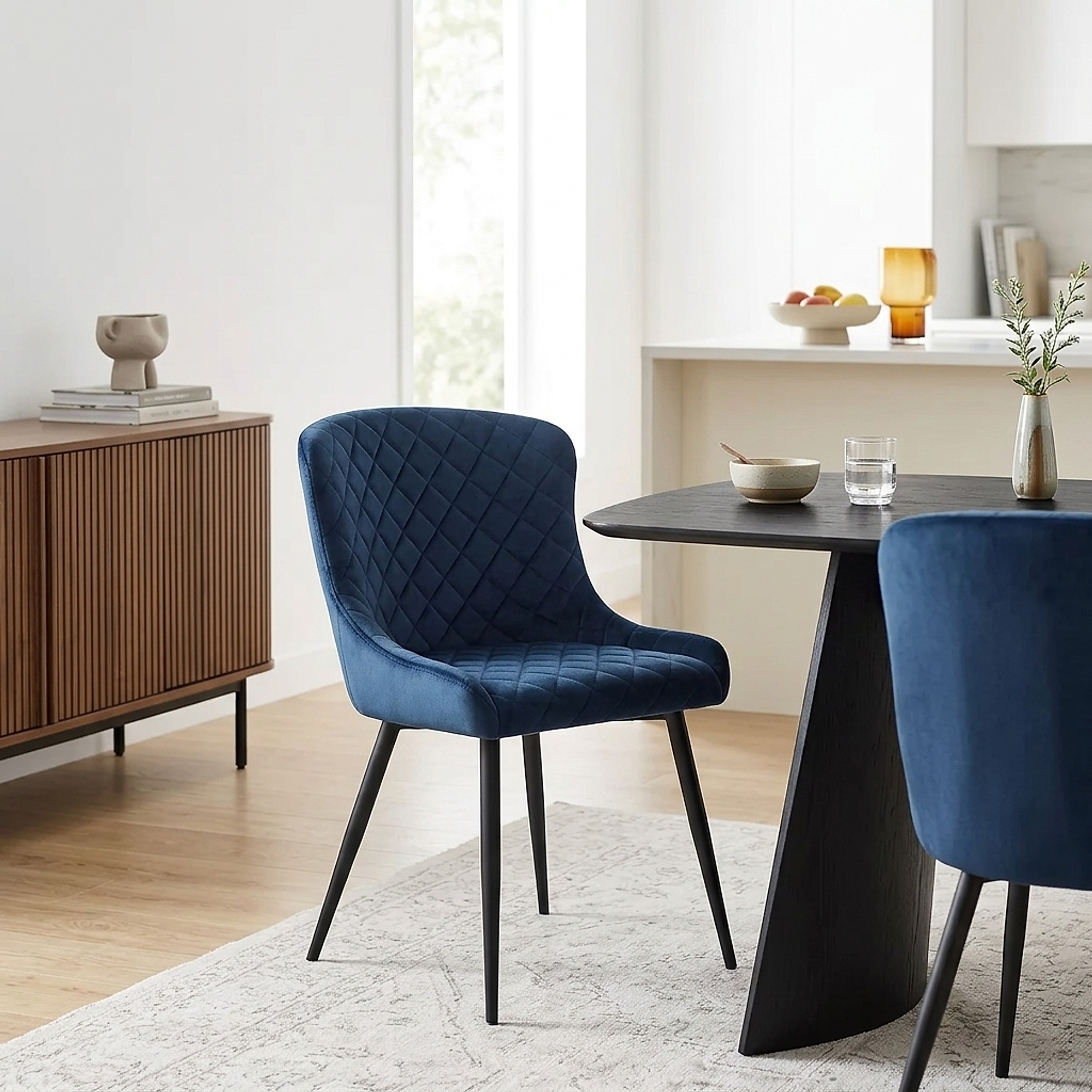 Provence Dining Chair Blue Velvet