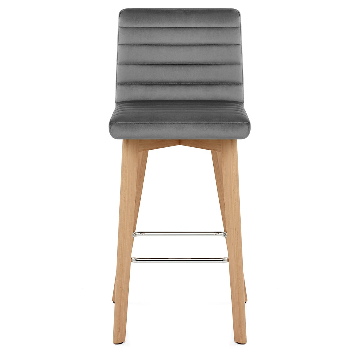Pure Wooden Stool Grey Velvet