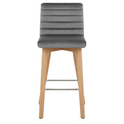 Pure Wooden Stool Grey Velvet