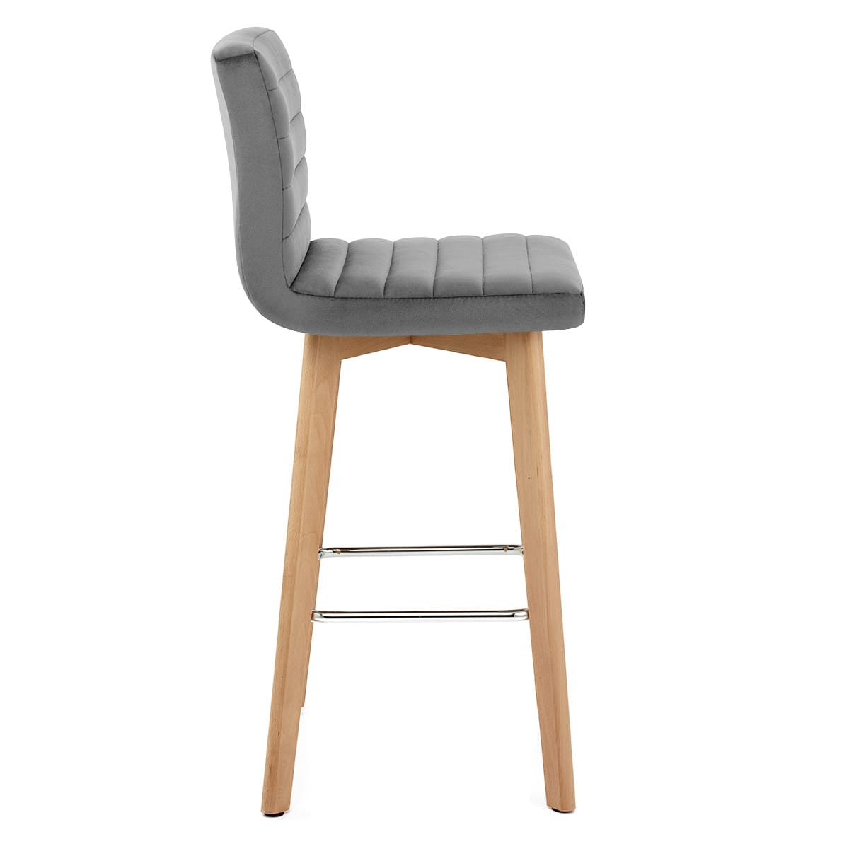 Pure Wooden Stool Grey Velvet