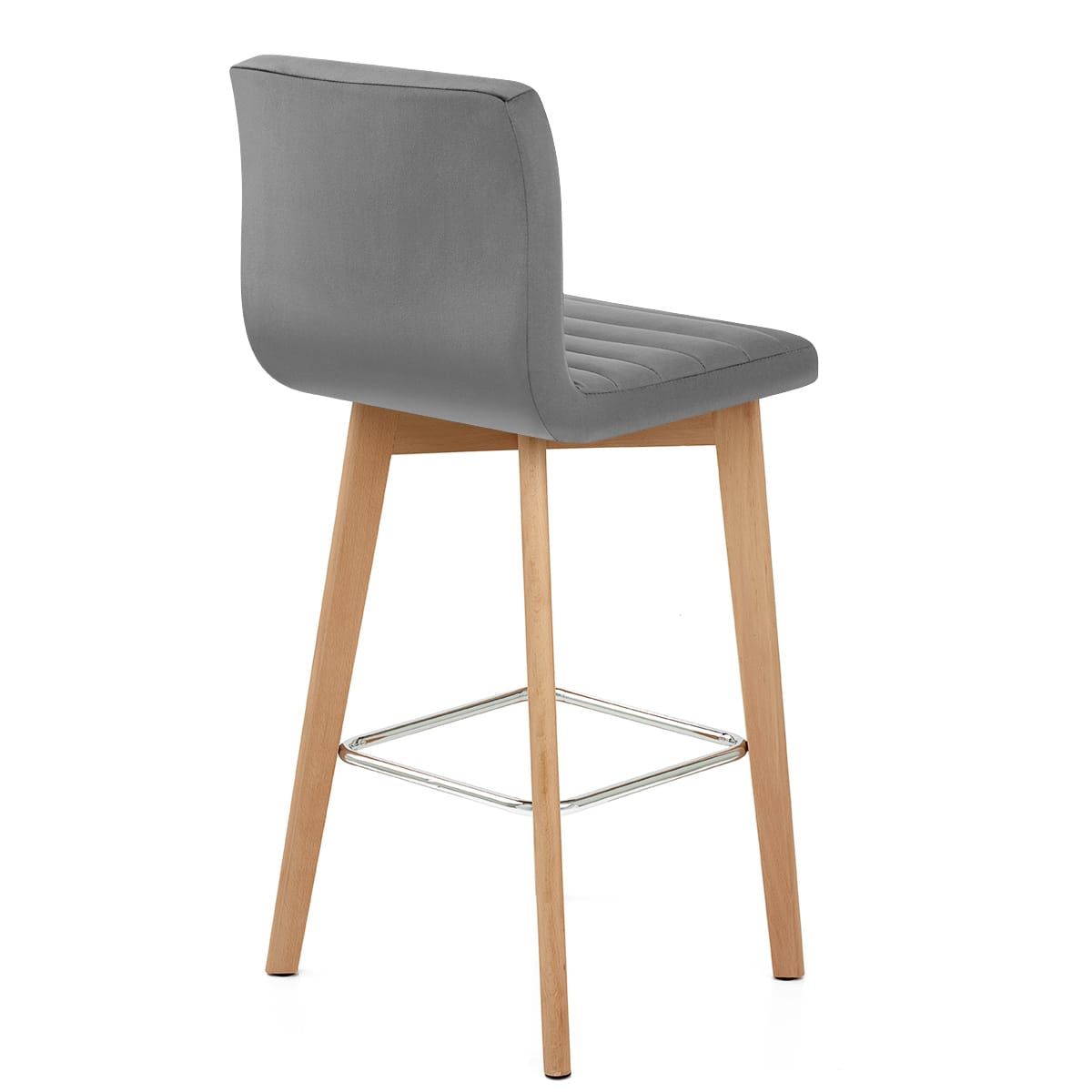 Pure Wooden Stool Grey Velvet