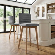 Pure Wooden Stool Grey Velvet