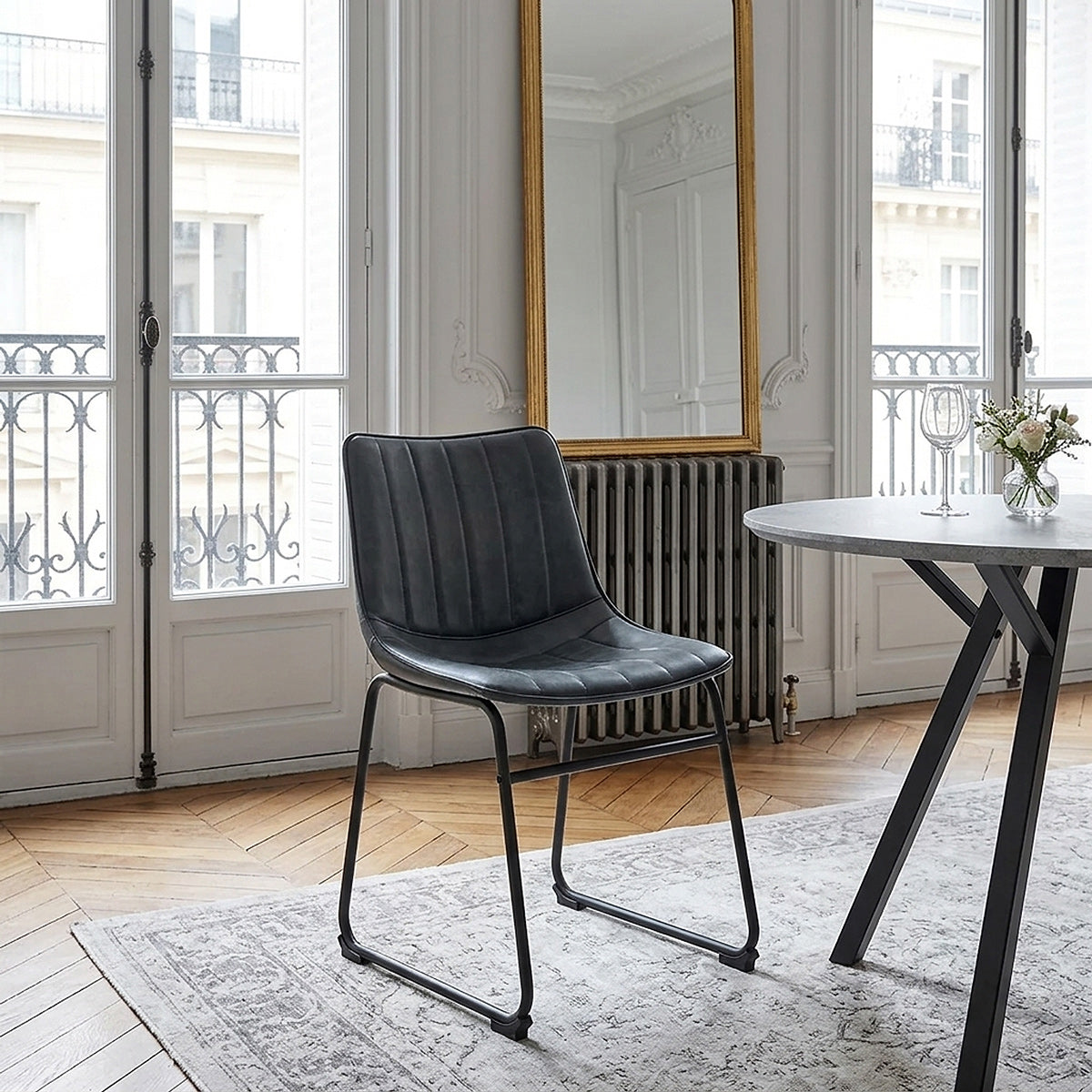 Quest 100cm Concrete Table & 4 Tucker Chairs Dining Set
