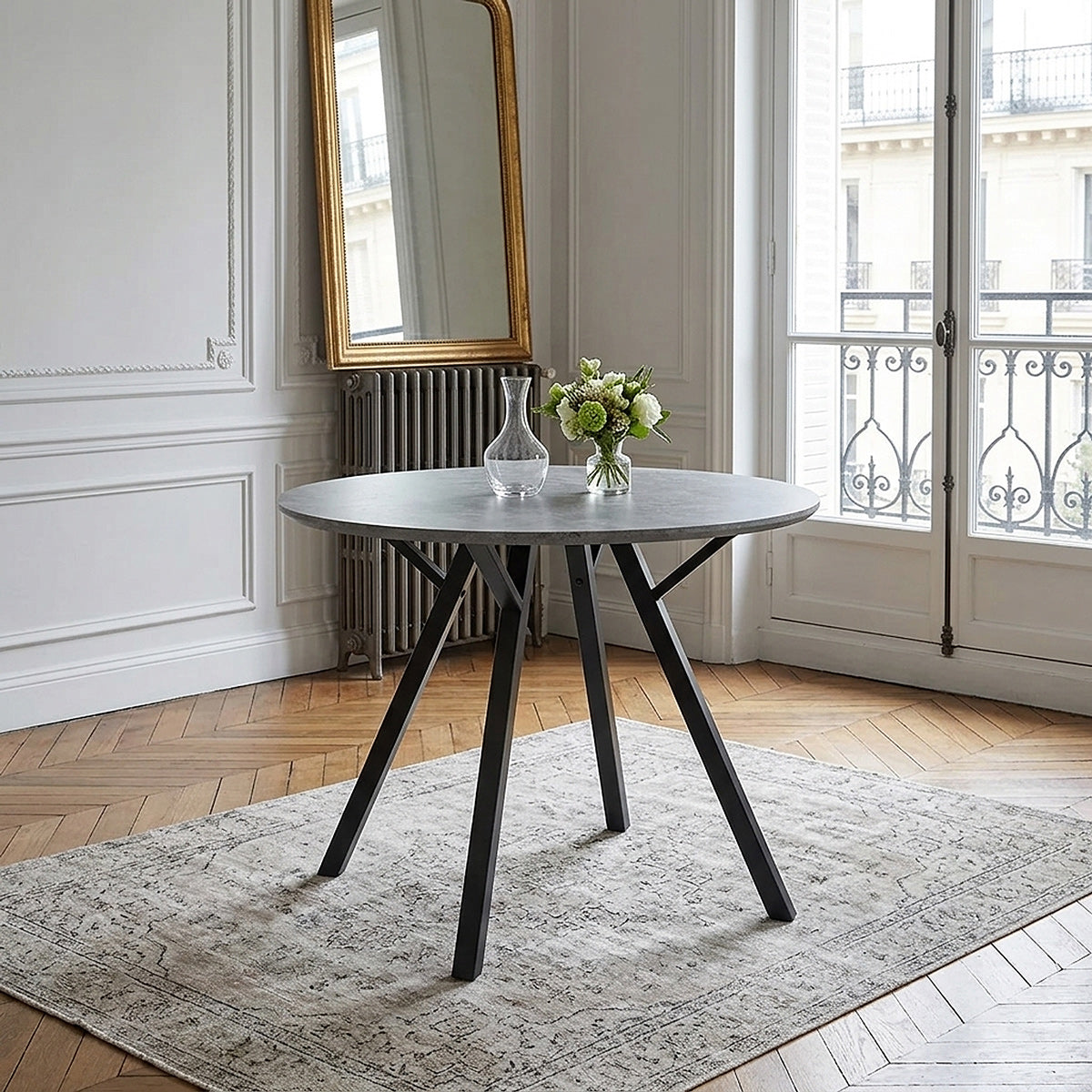 Quest 100cm Concrete Table & 4 Tucker Chairs Dining Set