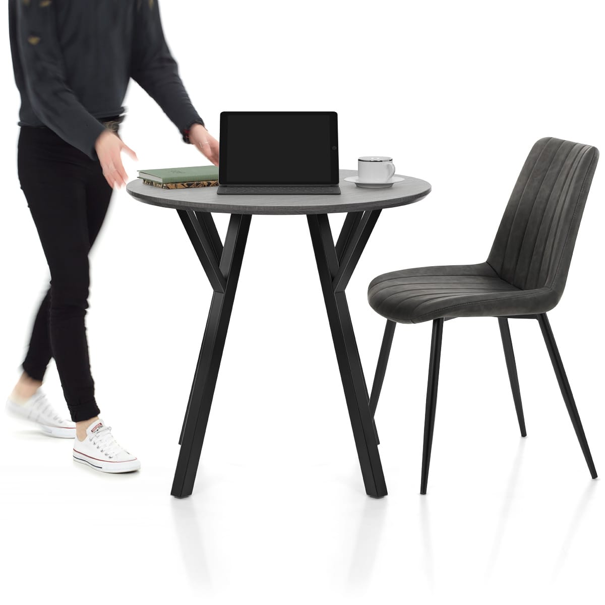 Quest 80cm Dining Table Grey Wood