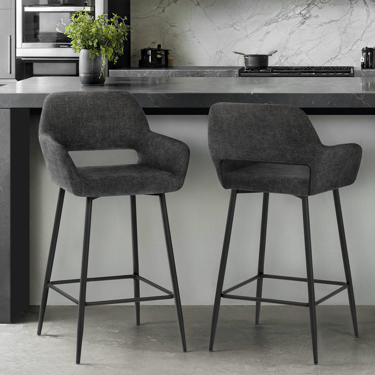 Raven Bar Stool Black Fabric