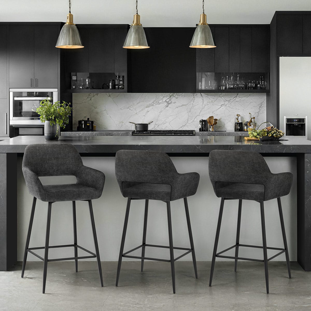 Raven Bar Stool Black Fabric