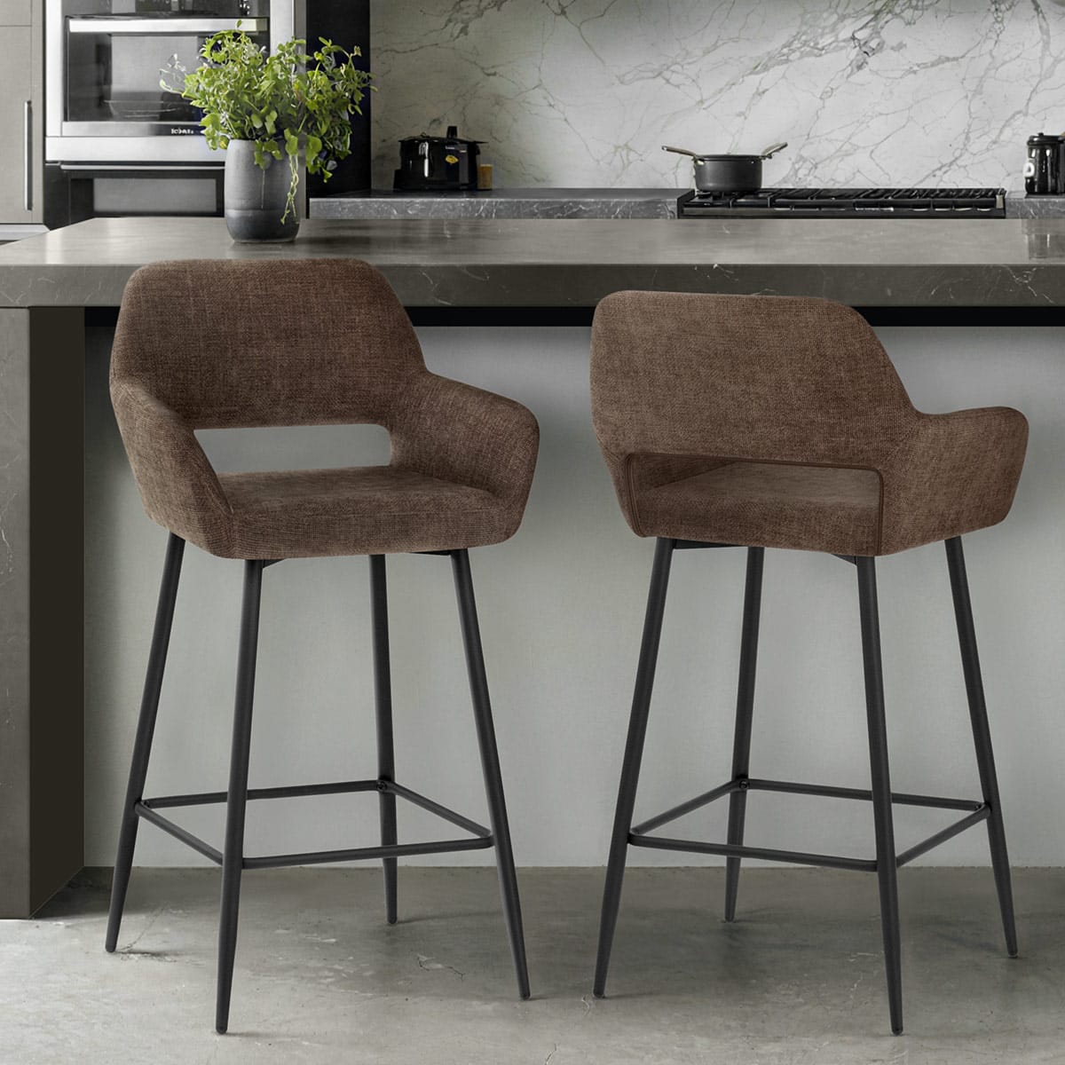 Raven Bar Stool Brown Fabric