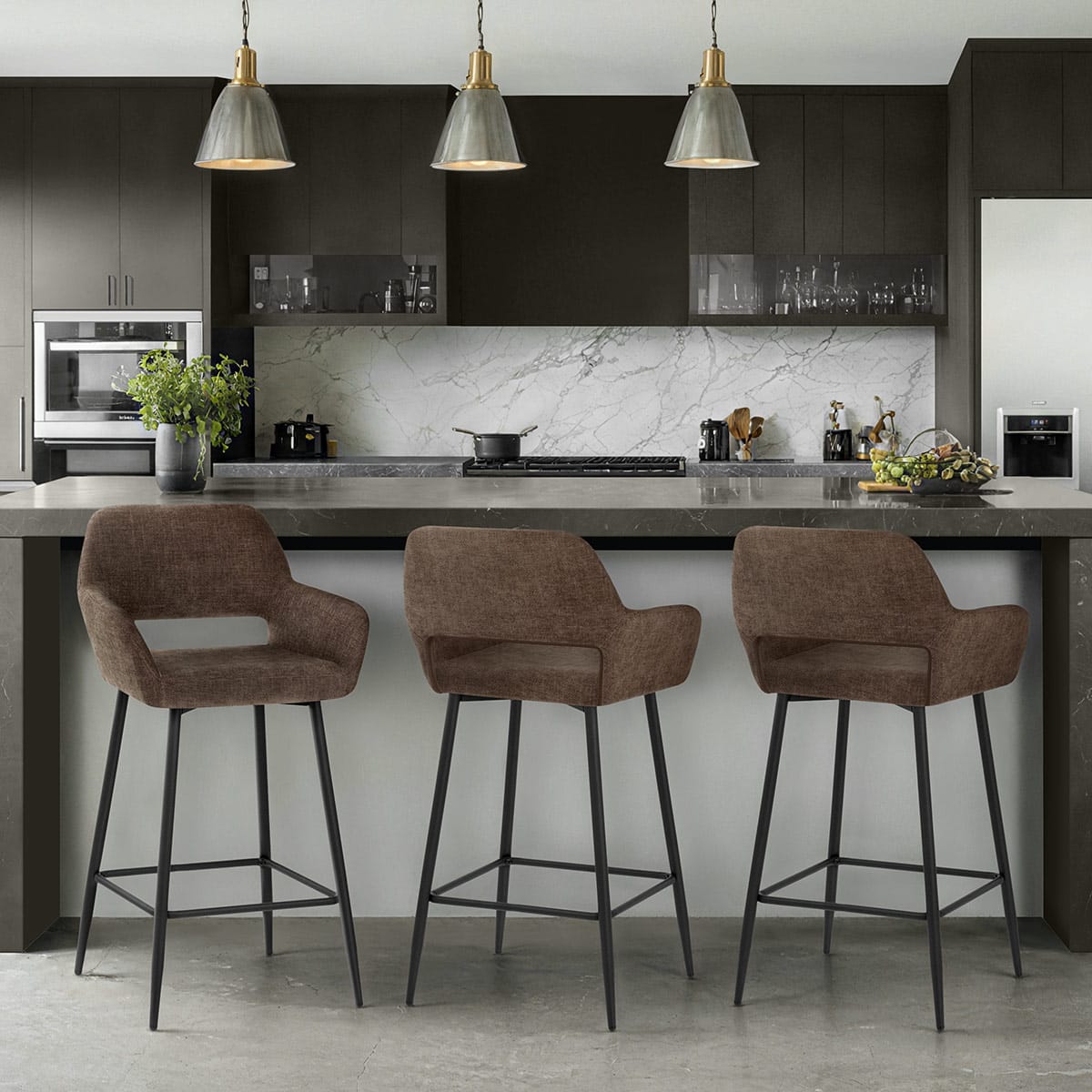 Raven Bar Stool Brown Fabric