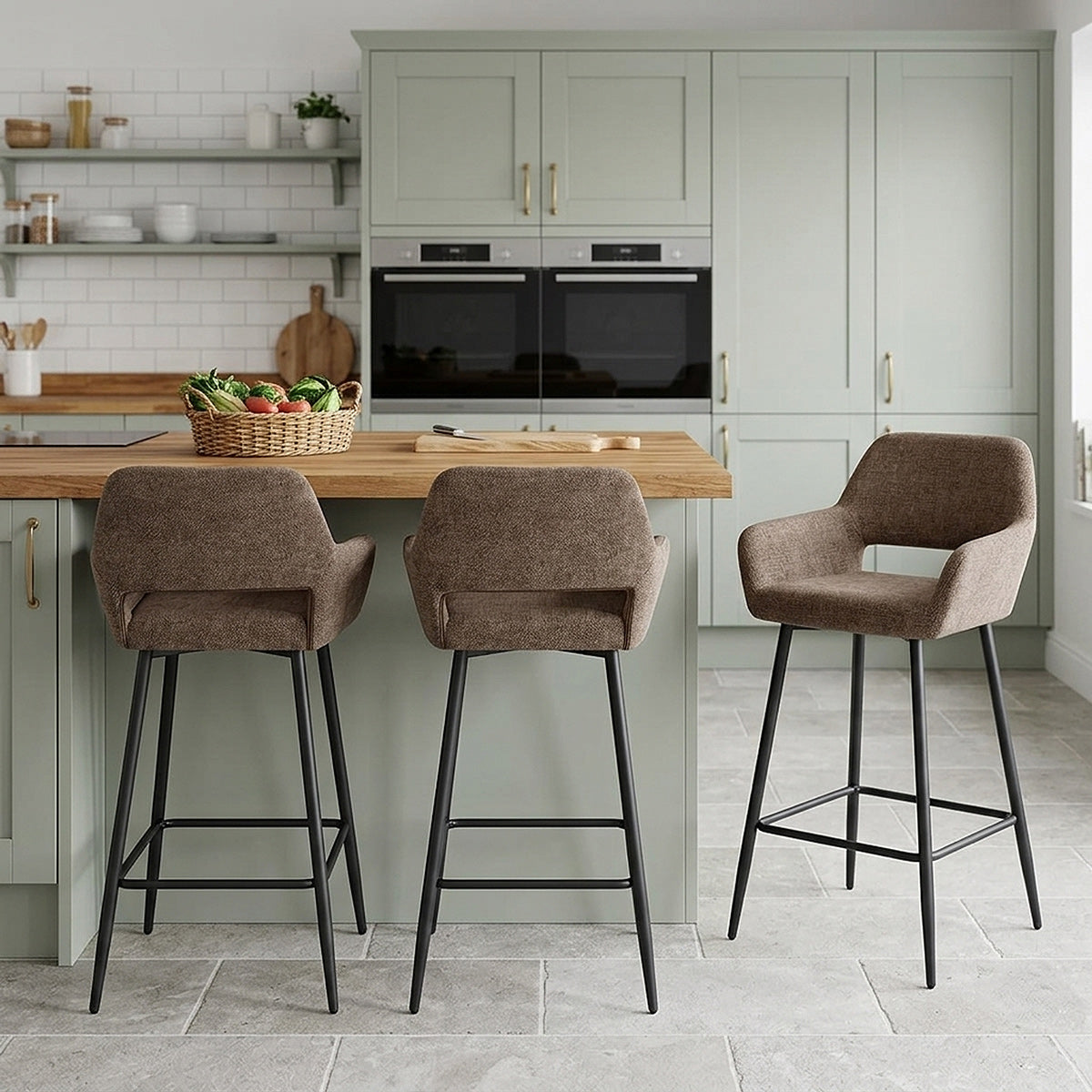 Raven Bar Stool Brown Fabric