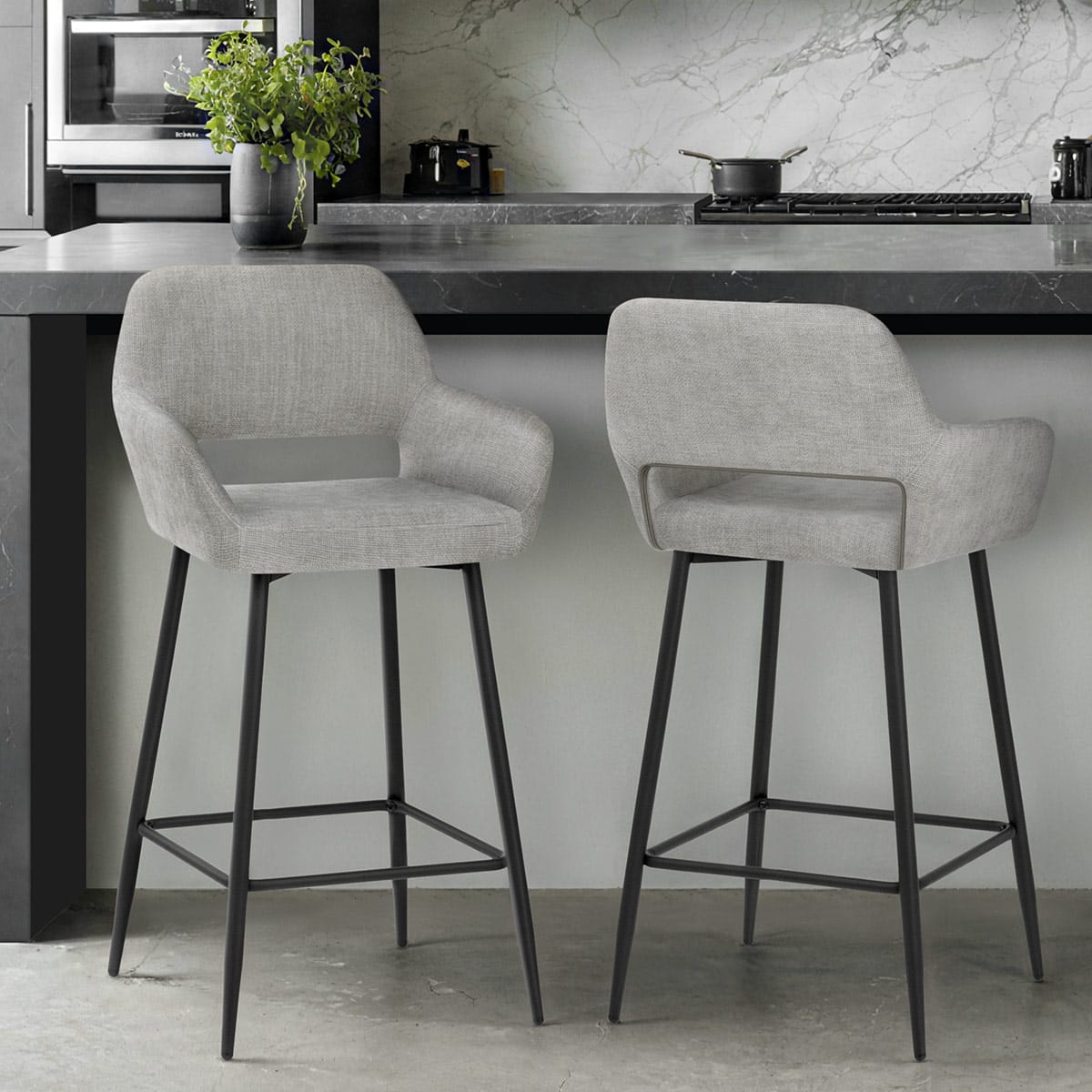 Raven Bar Stool Light Grey Fabric