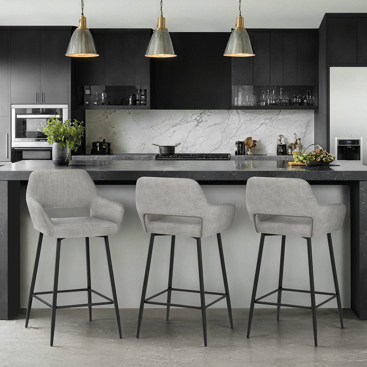 Raven Bar Stool Light Grey Fabric