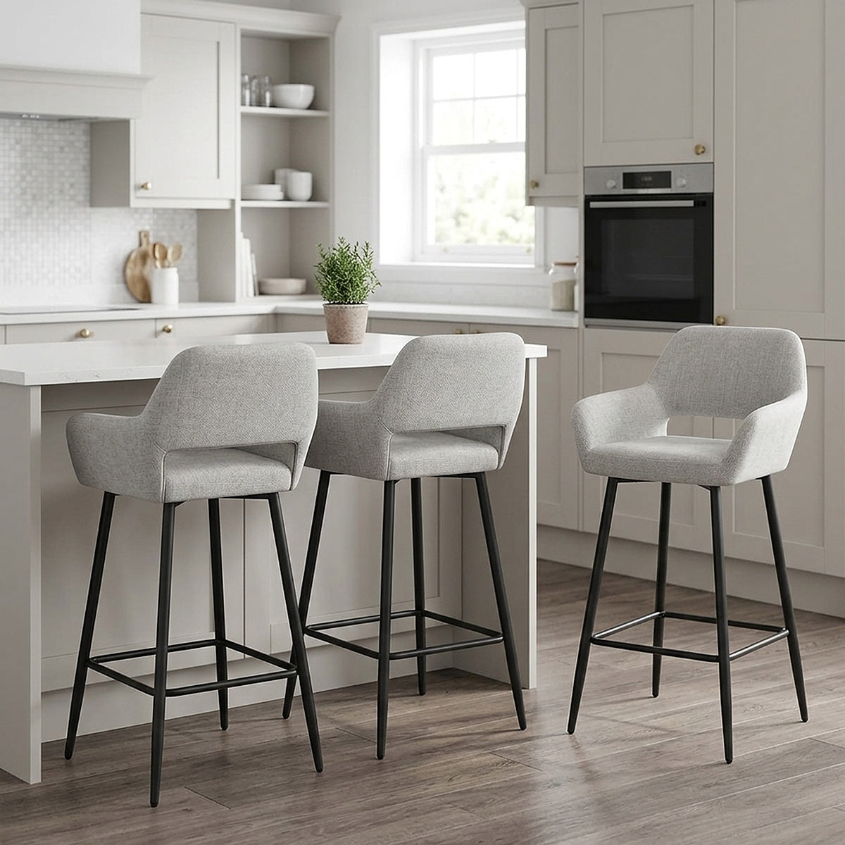 Raven Bar Stool Light Grey Fabric