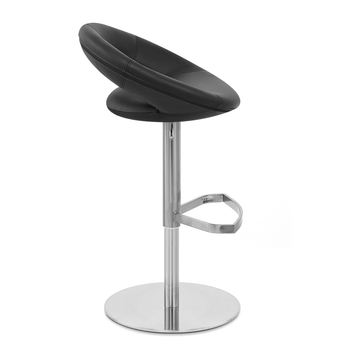 Real Leather Crescent Bar Stool Black