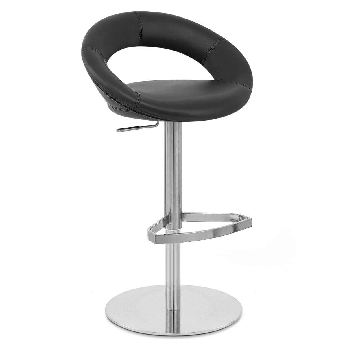 Real Leather Crescent Bar Stool Black